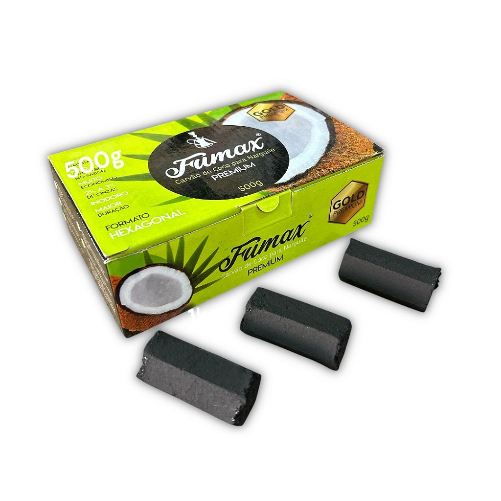 Carvão Coco Fumax 500g – Sabor Intenso e Pouca Cinza