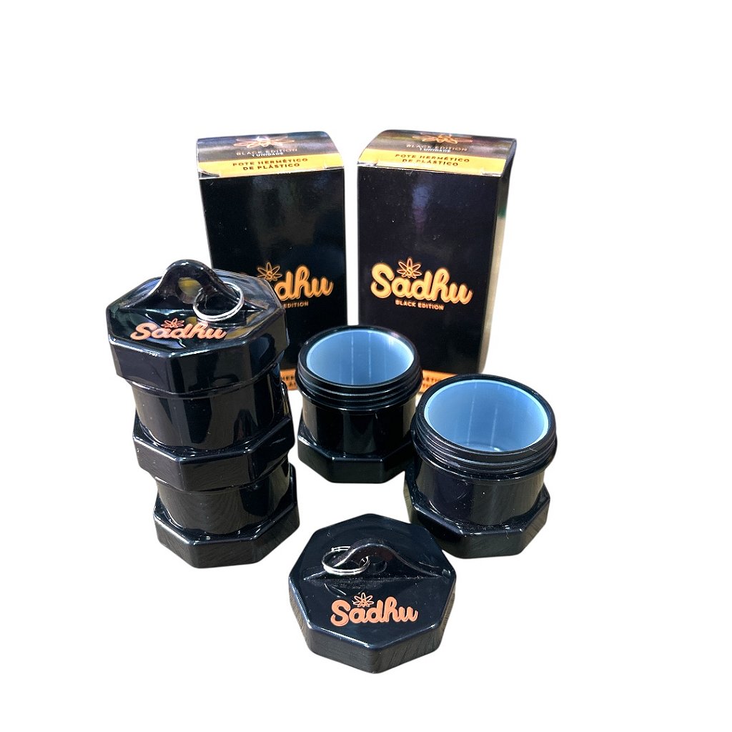 Pote Hermético Sadhu Black 50ml – Vedação Total e Discrição